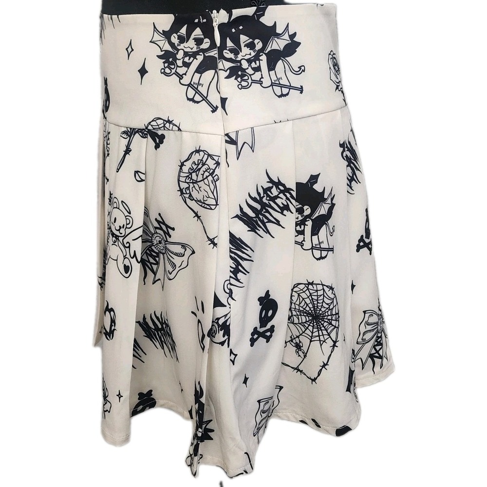 Romwe pleated mini skirt Cute Goth Mall Witchy Kawaii School Girl Punk White - Picture 4 of 12